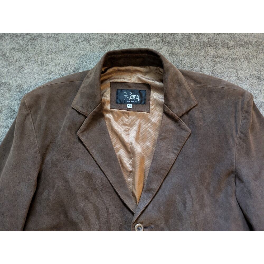 Vintage Remy Leather Suede Mens 3-Button Blazer Jacket Size 42 Made In USA - Picture 7 of 16